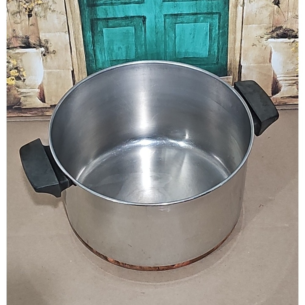 Vintage 1801 Revere Ware 6 Quart Stock Pot Copper Bottom No Lid Clean